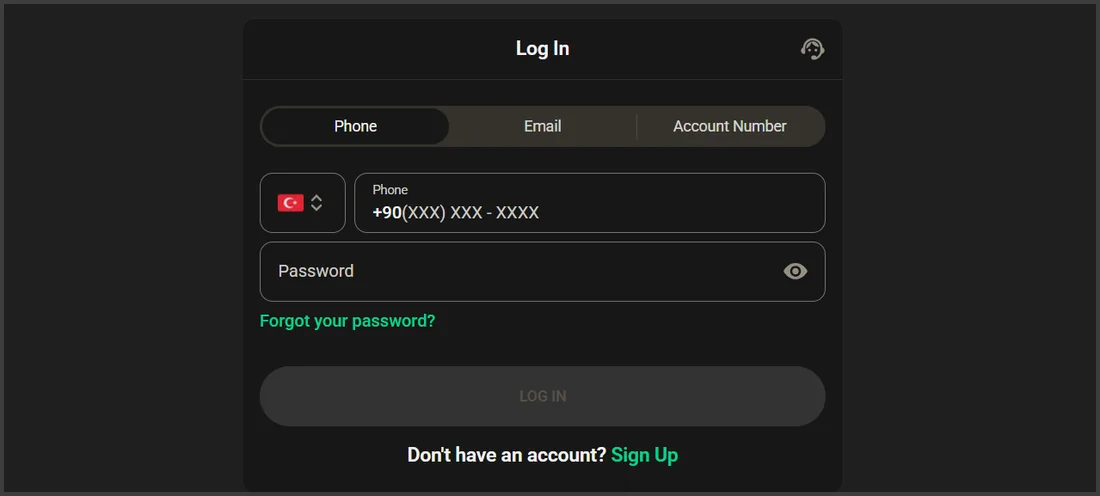 1King Casino giriş ekranı: telefon, e-posta veya hesap numarasıyla oturum açma – örnek görünüm