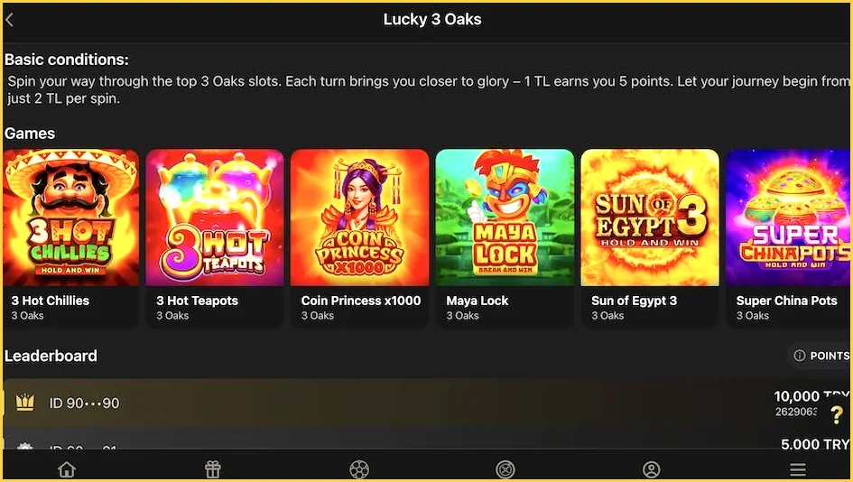 1King Casino slot turnuvası ve liderlik tablosu – örnek görünüm